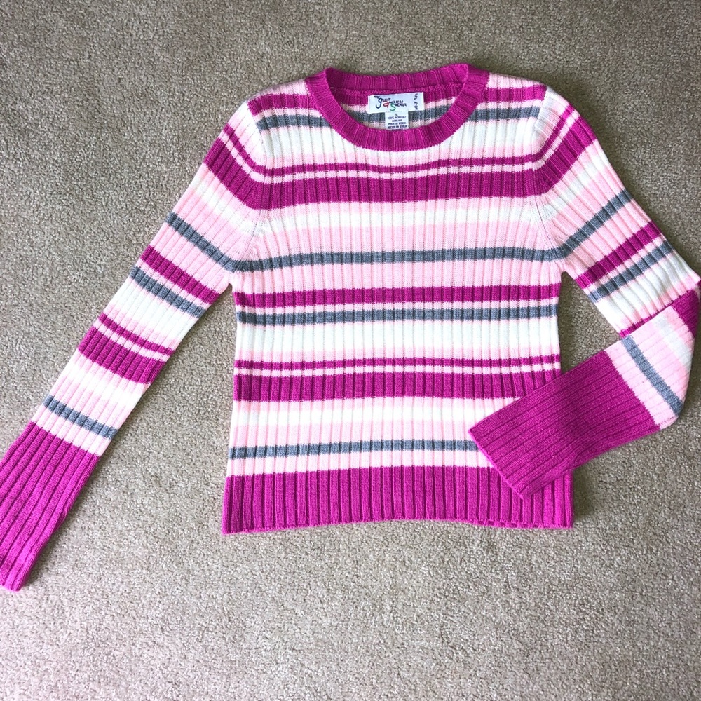 Pink White Striped Sweater Warm Cozy Winter Christmas Holiday Girly